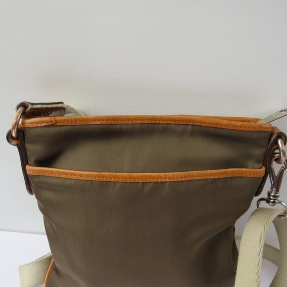 Lauren Ralph Lauren Vintage Surplus Olive Green Tan Leather Trim Crossbody Bag - Picture 12 of 16